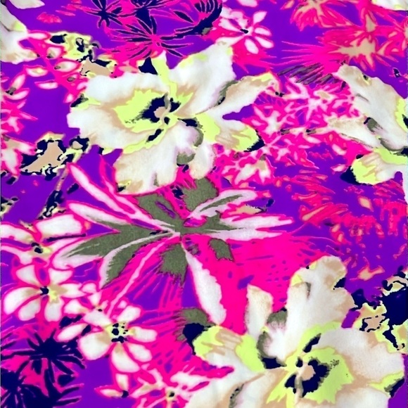 Hula Bay hawaiian floral orchid print beach dress, neon colors, M, stretchy - Picture 9 of 9